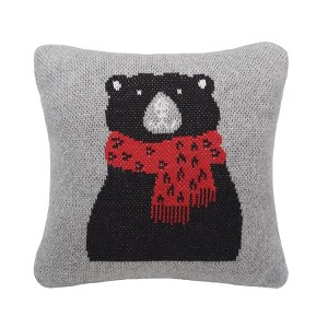 C&F Home 10" x 10" Winter Black Bear Small Christmas Throw Pillow - 1 of 4