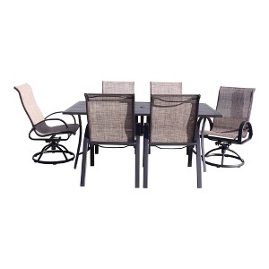 Courtyard Casual Santa Fe 7 pc Mixed 72" Rectangle Dining Set Sling  Includes one Rectangle Table and two Swivel Rockers and four Sling Chairs - 1 of 4
