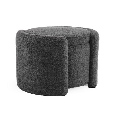 NicBex Modern 25" Round Ottoman Upholstered Footstools with Flip Top for Bedroom and Living Room