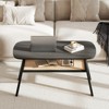 Tangkula 2-Tier Coffee Table w/ Rattan Storage Shelf & Rubber Wood Legs for Living Room - 4 of 4