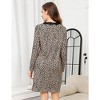 Women's Dress V Neck Long Sleeve Lace Nightgown Casual Loungewear - 2 of 4