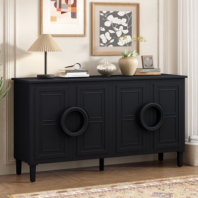 Modern Sideboard Buffet Cabinet, 4-Door Console Storage Cabinet With Round Door Handles, Storage Buffet Furniture