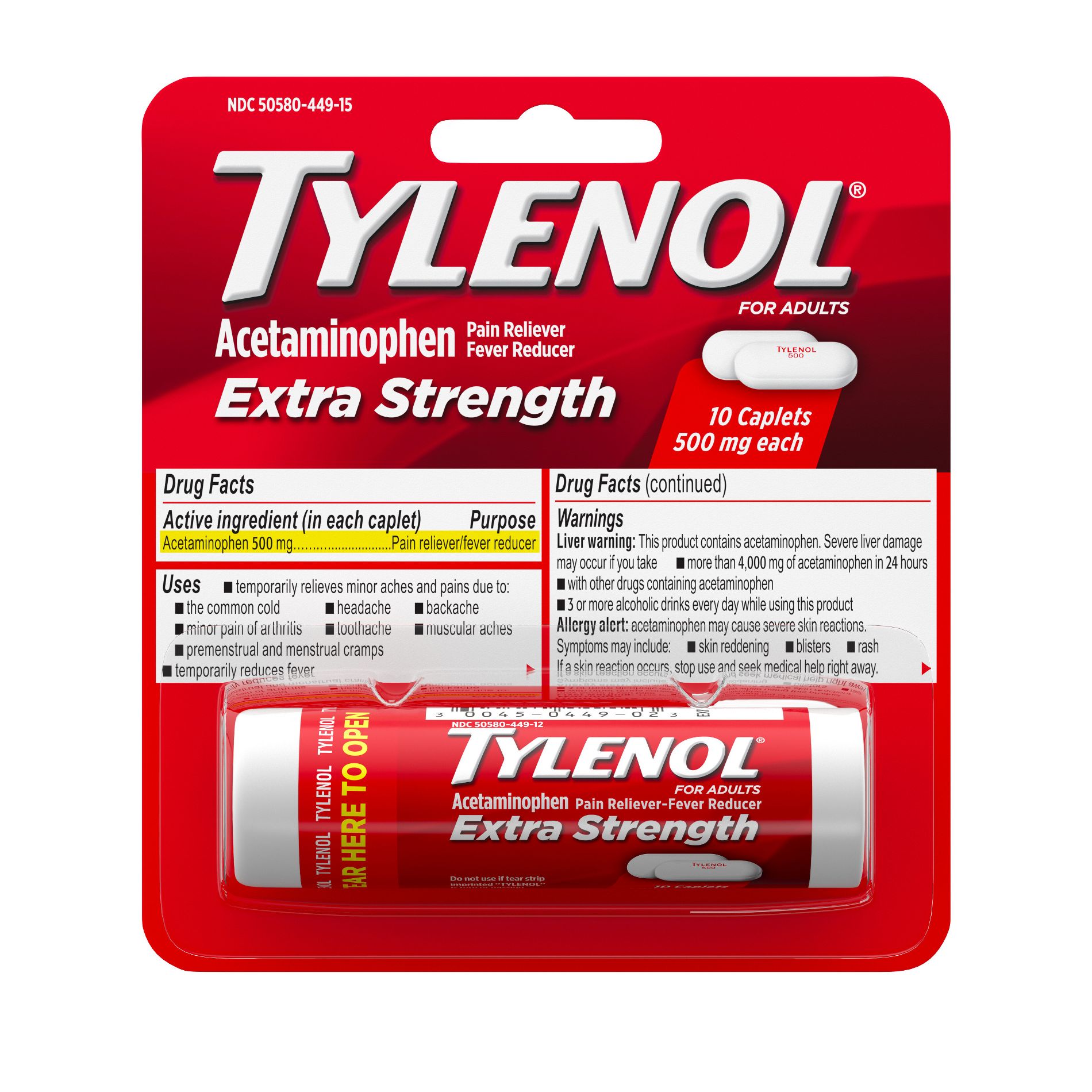 Tylenol Extra Strength Pain Reliever Caplets - Acetaminophen - 10ct