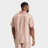 Men's Striped Linen-Blend Camp Shirt - Goodfellow & Co™ Beige/Pink - 2 of 3