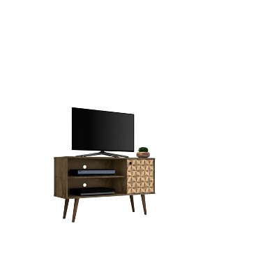 Rustic Brown Free-Standing Entertainment Center with Cabinet