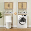 Over The Toilet Storage Cabinet with Adjustable Shelf and Rattan Doors, Bathroom Space Saver Organizer Above Toilet with Metal Handle, White - 3 of 4