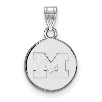 Black Bow Jewelry 14k White Gold Michigan Wolverines NCAA Small Pendant