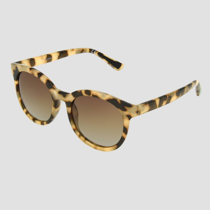 Women&#39;s Round Tortoise Shell Print Sunglasses with Polarized Lenses - All In Motion&#8482; Brown, 3 of 7