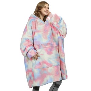 Catalonia Women's Oversized Flannel Blanket Hoodie - Cozy Wearable Plush Fleece Pullover, Soft Lounge Sweatshirt for Home, Camping, Outdoor Comfort - 1 of 4