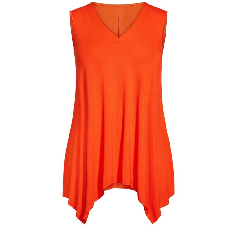 Women's Plus Size V Neck Swing Tank  - Orange | AVENUE, 3 of 4