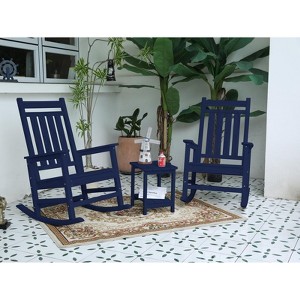 Patio Rocking Chairs With Side Table,3-Piece Chaise Rocking Chair Set,Patio Rocking Chairs With Wood-Texture -Maison Boucle - 1 of 4