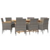 vidaXL Patio Dining Set Outdoor Dining Set Table and Chair Set for Garden - Gray 9 Piece with Cushions - 3 of 4