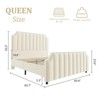 Velvet Upholstered Bed Frame, Tall Headboard with Nailhead Trim, Vertical Channel Tufted Platform Bed with Footboard and Wooden Slats - 2 of 4