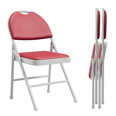 Whizmax Folding Chairs 2 Pack, Metal Foldable Chair with Cushion and Non-Slip Feet Pads, PU Party Chairs for Indoors and Outdoors, Meeting Room