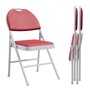 Whizmax Folding Chairs 2 Pack, Metal Foldable Chair with Cushion and Non-Slip Feet Pads, PU Party Chairs for Indoors and Outdoors, Meeting Room - 1 of 4