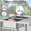 Stainless Steel Utility Sink, Freestanding, Single-Bowl, Pull-Out Hot/Cold Faucet, 2-Tier Shelf, Leveling Legs for Laundry/Kitchen - 3 of 4