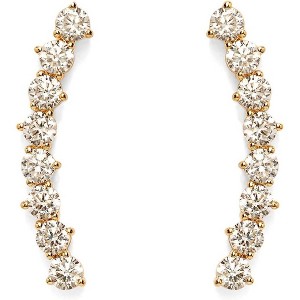 14K Gold Plated Arrow Ear Crawler with Cubic Zirconia, Trendy Climber Stud Earrings - 1 of 4