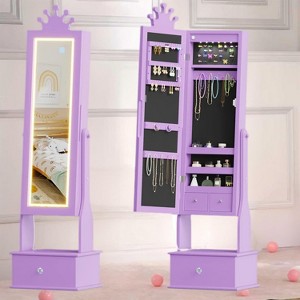 46" Kids Jewelry Cabinet with Full-Length Mirror, Storage Drawers and Jewelry Armoire for Kids Bithday - 1 of 4