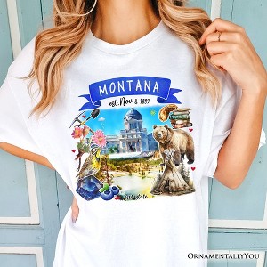Artistic Montana State Themes and Landmarks T-Shirt, Tee for History and Travel Lovers| OrnamentallyYou - 1 of 4