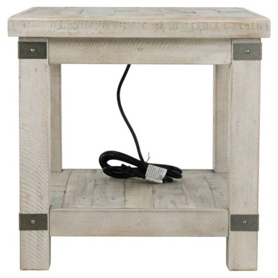 Contemporary Gray Rectangular End Table with Storage
