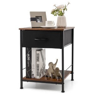 Costway 2-tier Nightstand Bedside End Sofa Table with  Drawer for Living Room - 1 of 4