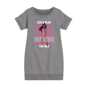 - Barbie - Live & Play Outside the Box Graphic Short Sleeve Fleece Dress - 1 of 3