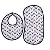 Bacati - Navy Buck/Triangles Muslin 4 pc set of Bibs & Burp Cloths Set - 2 of 4