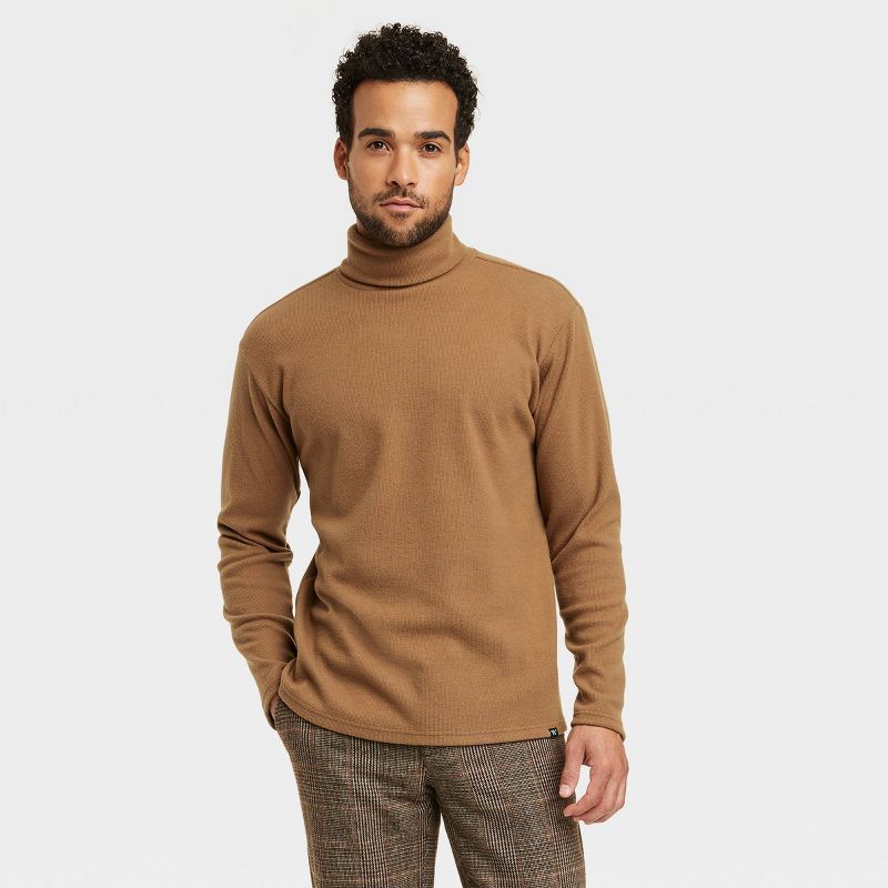 Houston White Adult Long Sleeve Turtleneck T-Shirt - Brown, 1 of 4