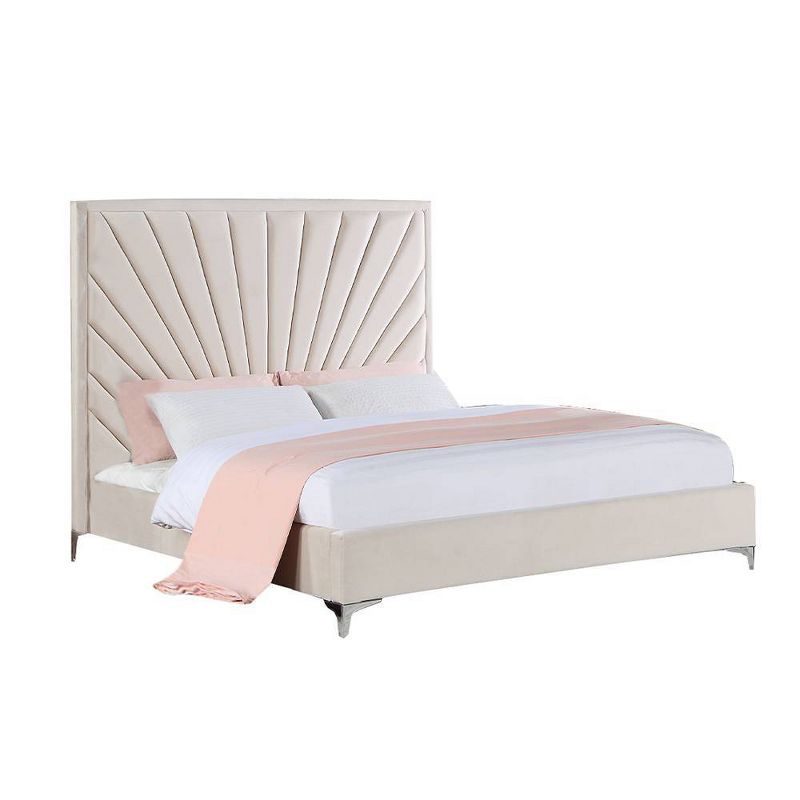 87&#34; Queen Bed Faiz Bed Beige Velvet - Acme Furniture, 5 of 7