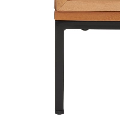 Natural Rattan and Black 2-Drawer Nightstand