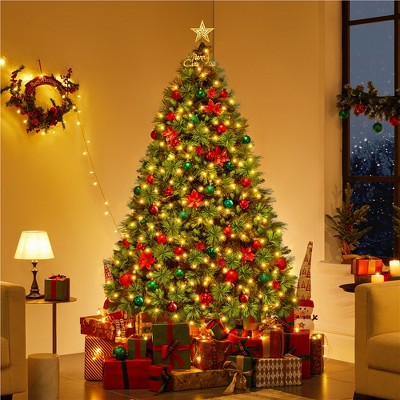Yaheetech 6Ft/7.5Ft Pre-Lit Artificial Christmas Tree for Home Party