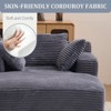Efomao 66inx48in Chaise Longue Chair Indoor Modern Upholstered Corduroy Deep Seat Sofa Bed with Armrests No Assembly Required Grey - 3 of 4