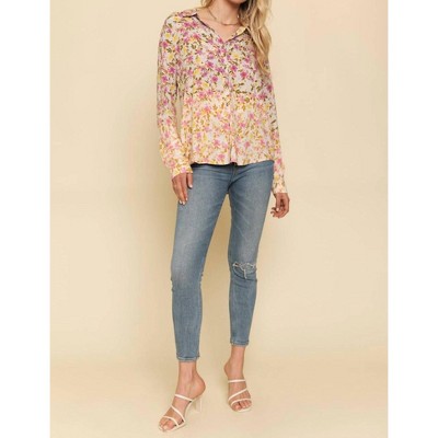 Women's Floral Deep Dye Shirt - mystree