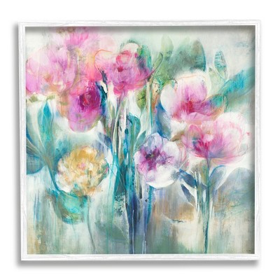 Stupell Industries Delicate Rainy Flowers Pink Peonies Painterly Illustration Framed Giclee Art