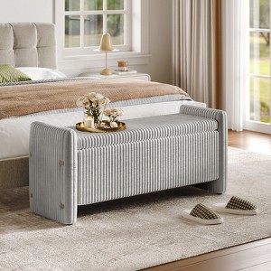 Pinmoco 44" Corduroy Storage Ottoman Bench, Upholstered Bench for Entryway Bedroom and Living Room with Storage - 1 of 4