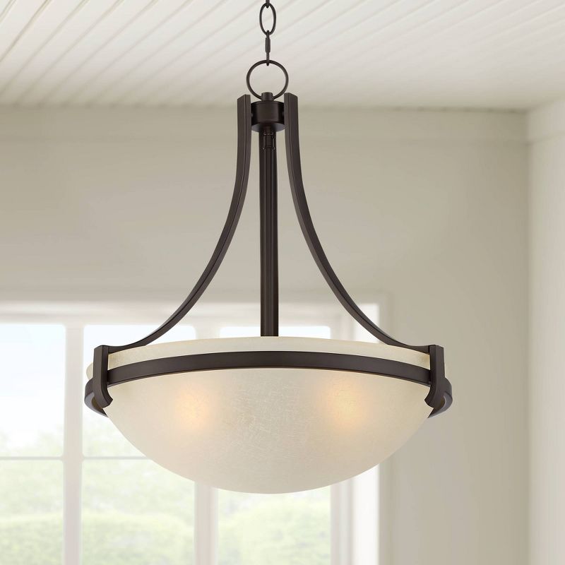Regency Hill Mallot Oil Rubbed Bronze Pendant Chandelier 20" Wide Industrial Champagne Glass Bowl Shade 4-Light Fixture for Dining Room Kitchen Island, 2 of 10