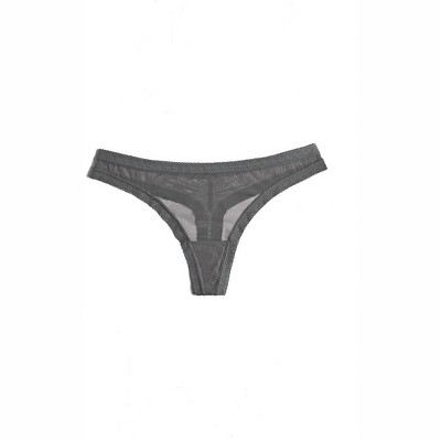 Women's Mesh Lace Trim Thong Panty - Blush Lingerie