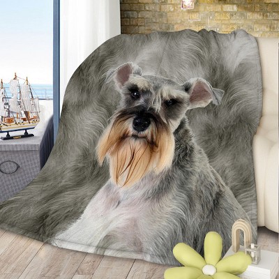 Boersma Schnauzer Flannel Blankets Cozy Blanket Super Soft Cozy Warm Puppy Dog Throw Blanket for Couch Bed Sofa Office Cute Schnauzer Gifts 30"x40"