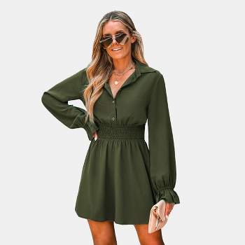 Women's Smocked Button-Front Mini Dress - Cupshe
