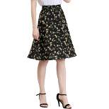 Allegra K Women's Floral Elastic Waist Knee Length A-line Summer Skirt