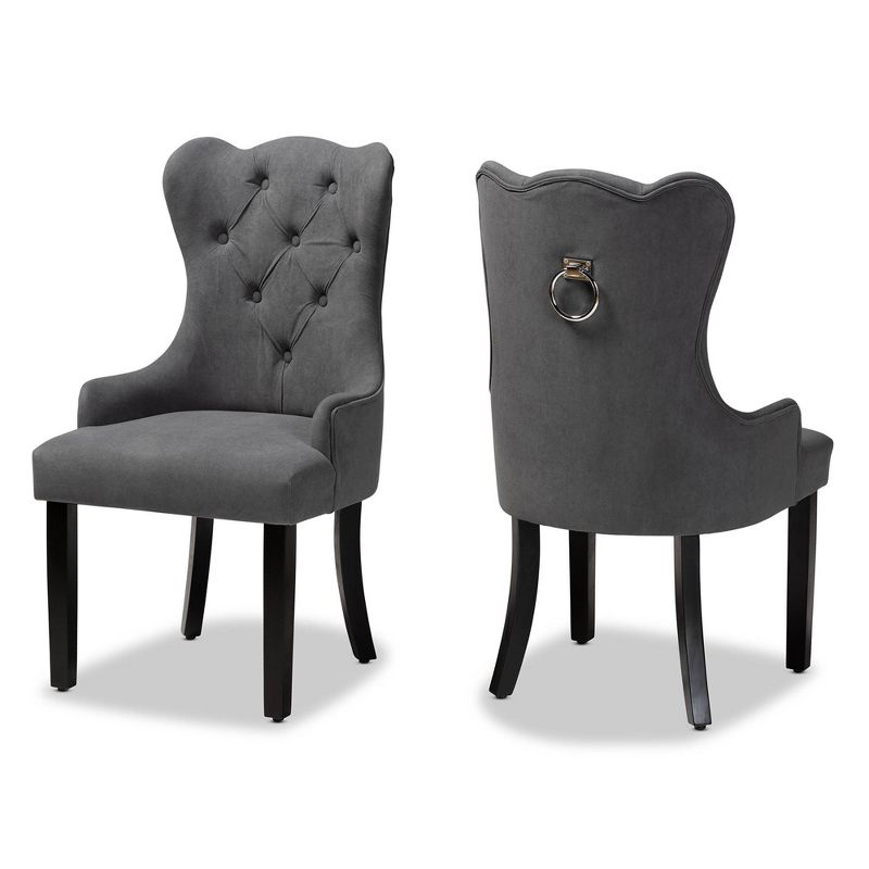 Set of 2 Fabre Fabric Upholstered and Wood Dining Chairs - Baxton Studio, 3 of 11