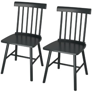 Dining Chairs Set of 2, Farmhouse Wood Kitchen Chairs with Rubber Wood Frame, Spindle Back for Dining Room - 1 of 4
