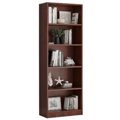Infurnic Decorative Bookshelf, Tall Modern Wood Bookshelf with Five Shelves, for Living Room or Library Bookcase, Brown, 11.6"*24.4"*68.9"