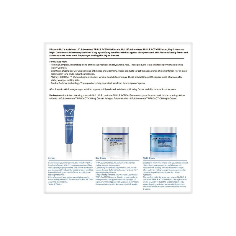 No7 Lift &#38; Luminate Triple Action 3-Piece Skincare System - 3ct, 4 of 11