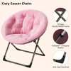 Comfy Saucer Chairs, Folding Reading Lounge Chair for Bedroom, Cozy Faux Fur Living Room Chair with Soft Thick Padded Seat & Metal Frame - 3 of 4