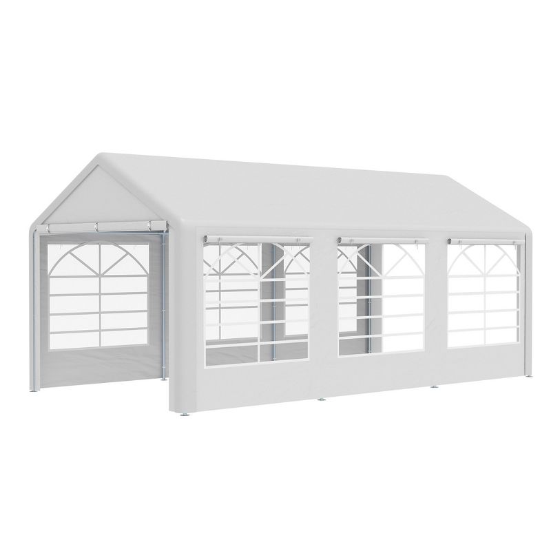 Outsunny Outdoor 10 x 20ft Carport Car Canopy with Removable Sidewalls, Portable Garage Tent Boat Shelter w/ Windows for Party, Wedding, Events, White, 4 of 7