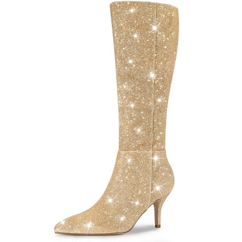 Knee high boots fashion gold