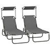 CAVINAS 2PC Reclining Oxford Beach Chair with Adjustable Sunshade,5-Position Oxford Lounge Chair for Outdoor,Lawn,Backyard - 2 of 4