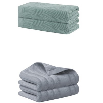 REGALWOVEN Bathroom Gym SPA Cotton Soft Absorbent Bath Hands Towel Set 2 Pcs