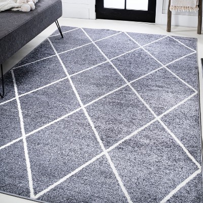 Cole Minimalist Diamond Trellis Round Area Rug - JONATHAN Y